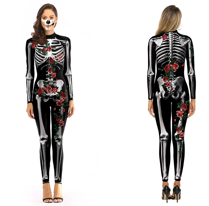 3D Skeleton Print Adult Halloween Jumpsuit Costume