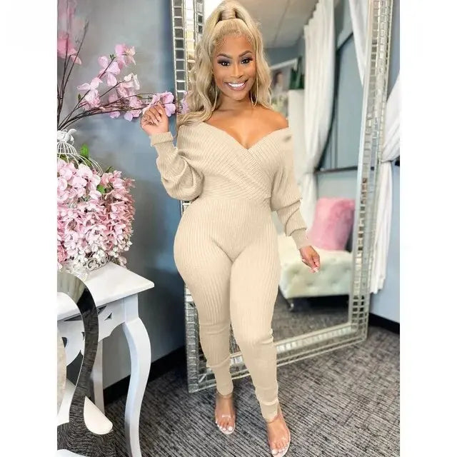 Draped V-Neck Jumpsuit