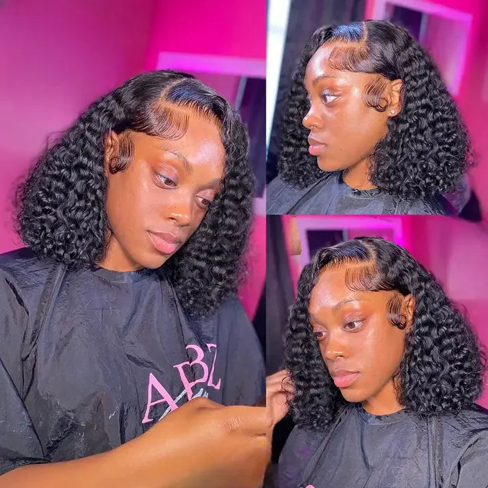 250% Density Short Deep Wave Hair Wig