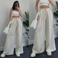 Wide Leg Waisted Casual Pants