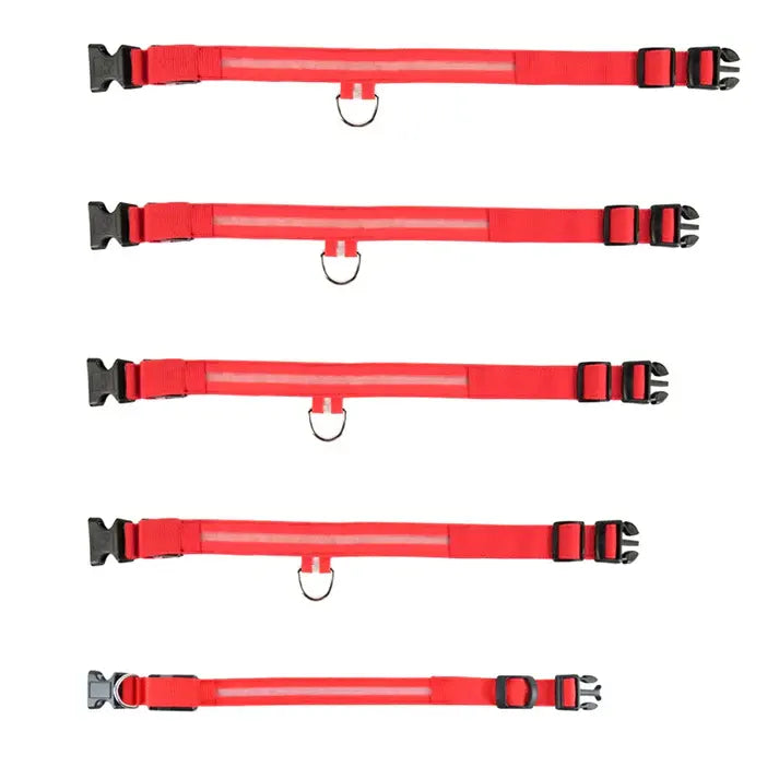 LED Adjustable Dog Collar Blinking Flashing Light Up Glow Pets Safety Waterproof