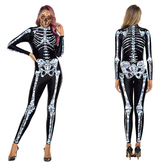 3D Skeleton Print Adult Halloween Jumpsuit Costume