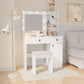 Vanity Desk With Lights, Vanity Set With Mirror, Makeup Vanity Desk With Large Drawers Three Level Storage Dreeser, VanitysVanities With 3 Lights Brightness Adjustable For Bedroom, White