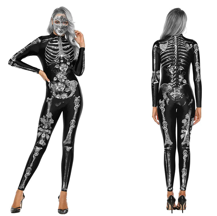 3D Skeleton Print Adult Halloween Jumpsuit Costume