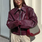 Women's Solid Color Lapel Zipper Jacket