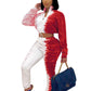 Casual Printed Stretch Sweatshirt and Waist Sports Set