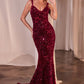 Fitted Sequin Dress With Velvet Details