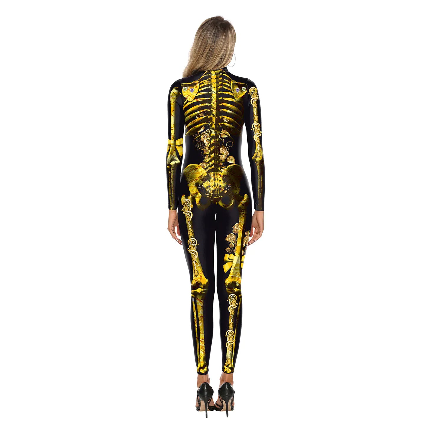 3D Skeleton Print Adult Halloween Jumpsuit Costume