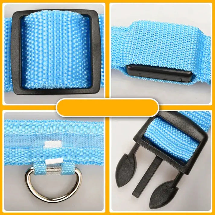LED Adjustable Dog Collar Blinking Flashing Light Up Glow Pets Safety Waterproof