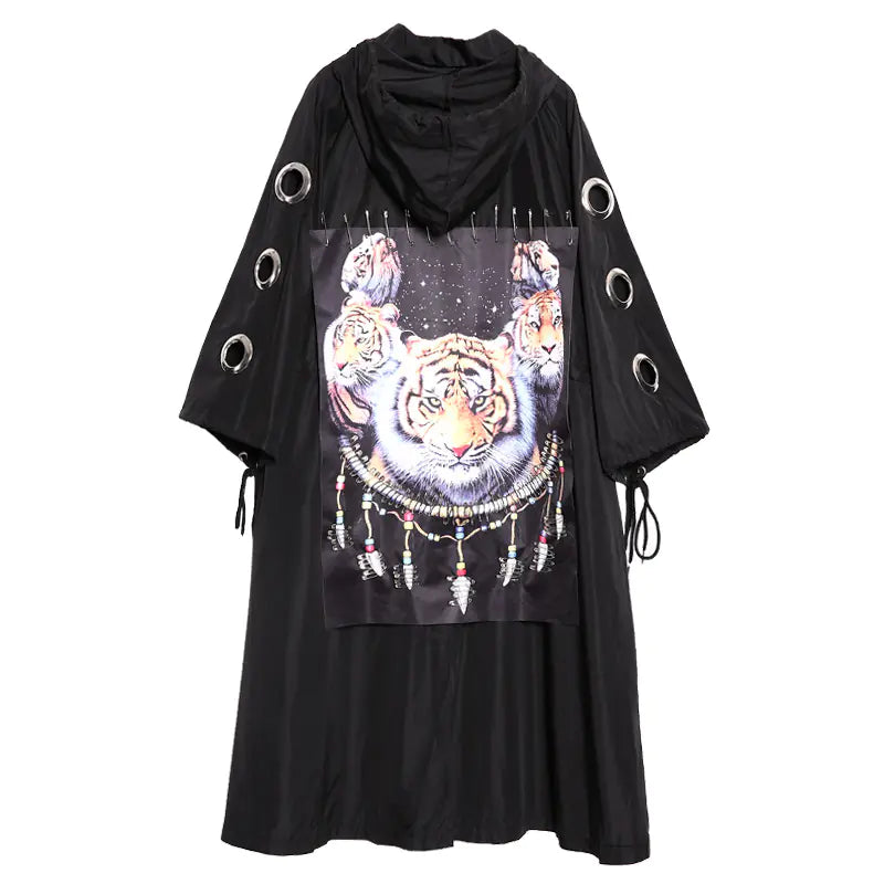 Women's Hooded Printed Windbreaker Jacket