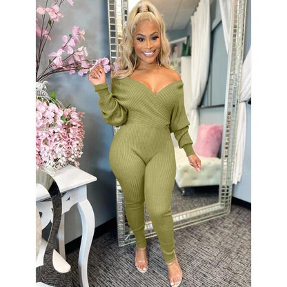 Draped V-Neck Jumpsuit